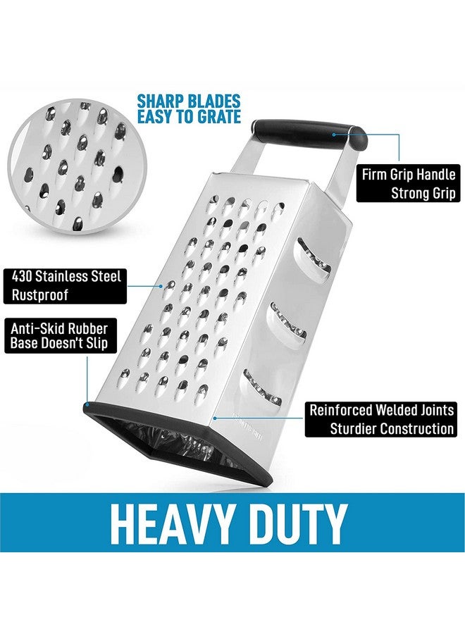 NAALSA - Tokyo 4 Side Stainless Steel Professional Multi Purpose Grater Vegetable Chopper Slicer Kitchen Cutter, Shredder for Cheese & Vegetables 9 inch - Image 2