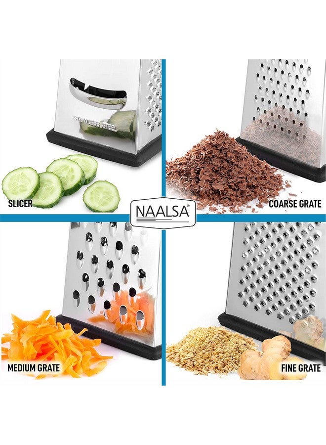 NAALSA - Tokyo 4 Side Stainless Steel Professional Multi Purpose Grater Vegetable Chopper Slicer Kitchen Cutter, Shredder for Cheese & Vegetables 9 inch - Image 3