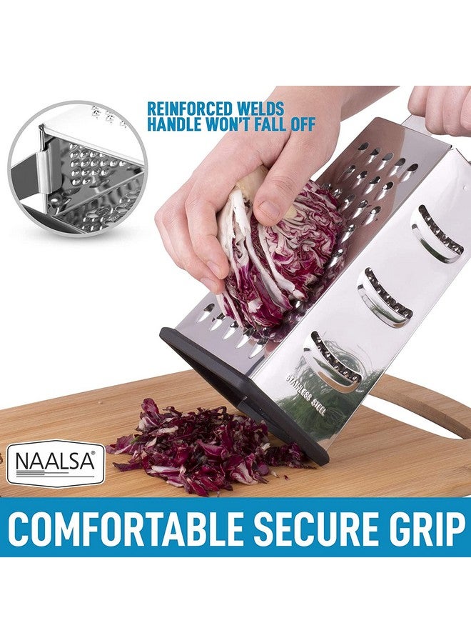NAALSA - Tokyo 4 Side Stainless Steel Professional Multi Purpose Grater Vegetable Chopper Slicer Kitchen Cutter, Shredder for Cheese & Vegetables 9 inch - Image 5