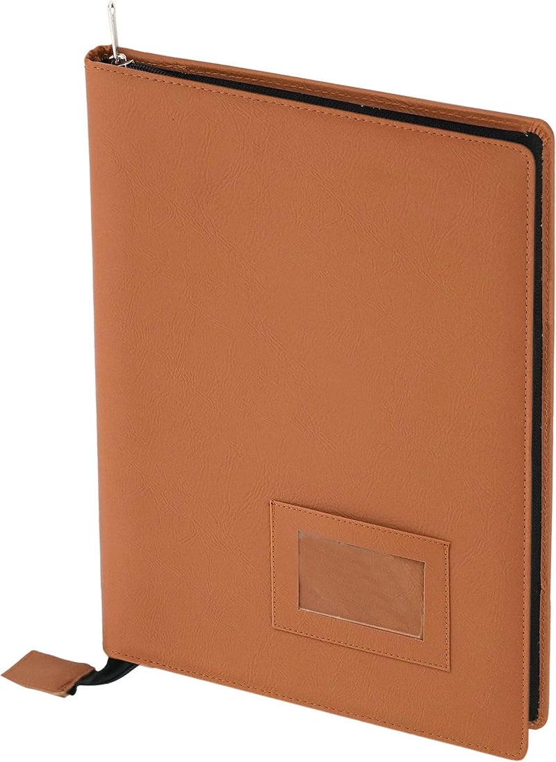 Storite PU Leather Multipurpose 20 File Sleeve A4 Professional Files and Folders, Certificate, Legal Size Documents Holder for Home, Office, School (38 * 27cm)-Tan Brown - Image 1