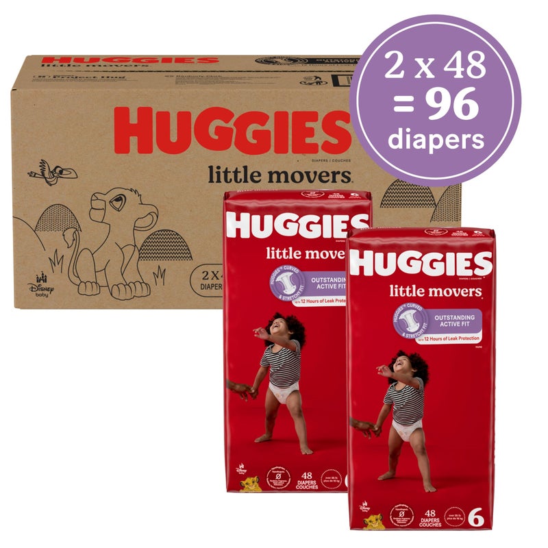 Huggies Size 6 Diapers, Little Movers Baby Diapers, Size 6 (35+ lbs), 96 Ct (2 Packs of 48) - Image 2