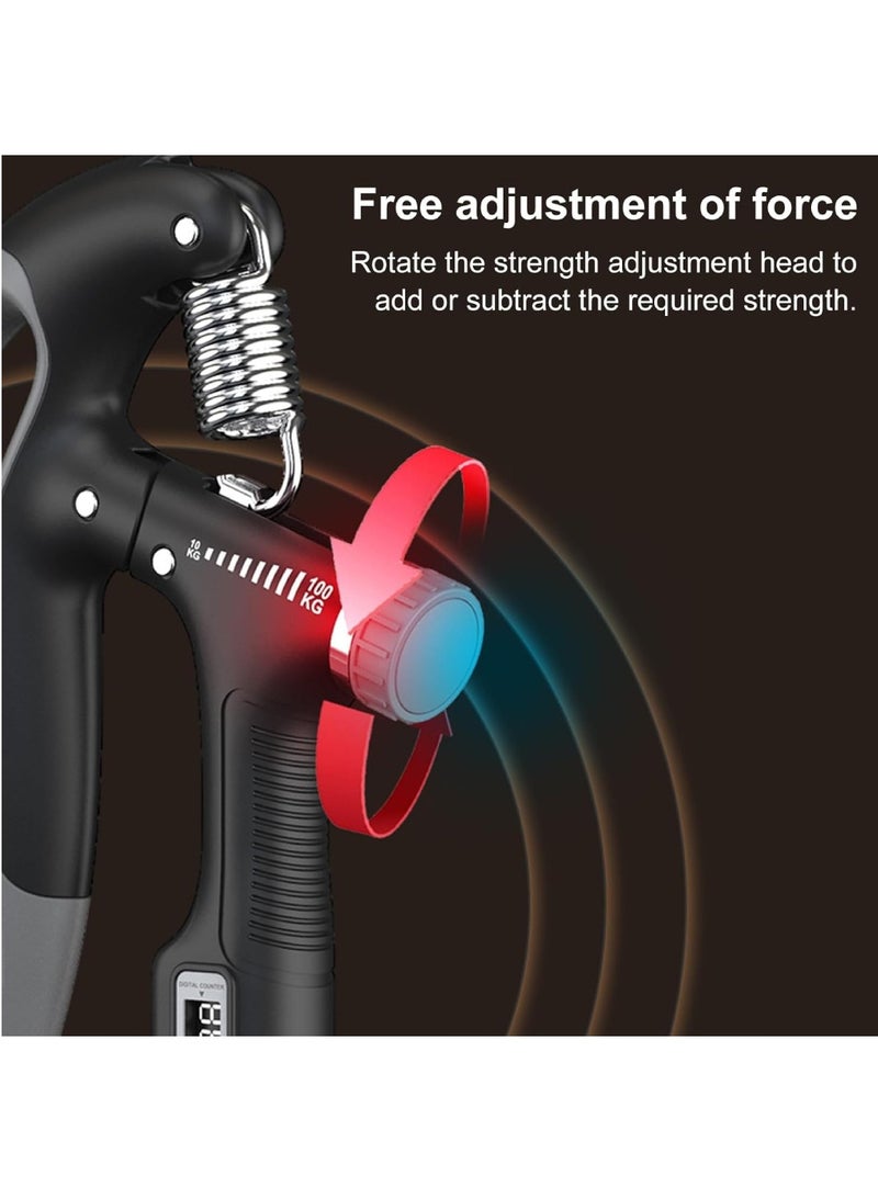 DIGI CORE 10-100kg Adjustable Hand Grip Strength Fitness Heavy Duty Grip With Reverse Finger Exerciser Grip Strength Wrist Extender Gym Arm Muscle Training Smart Counting - Image 4