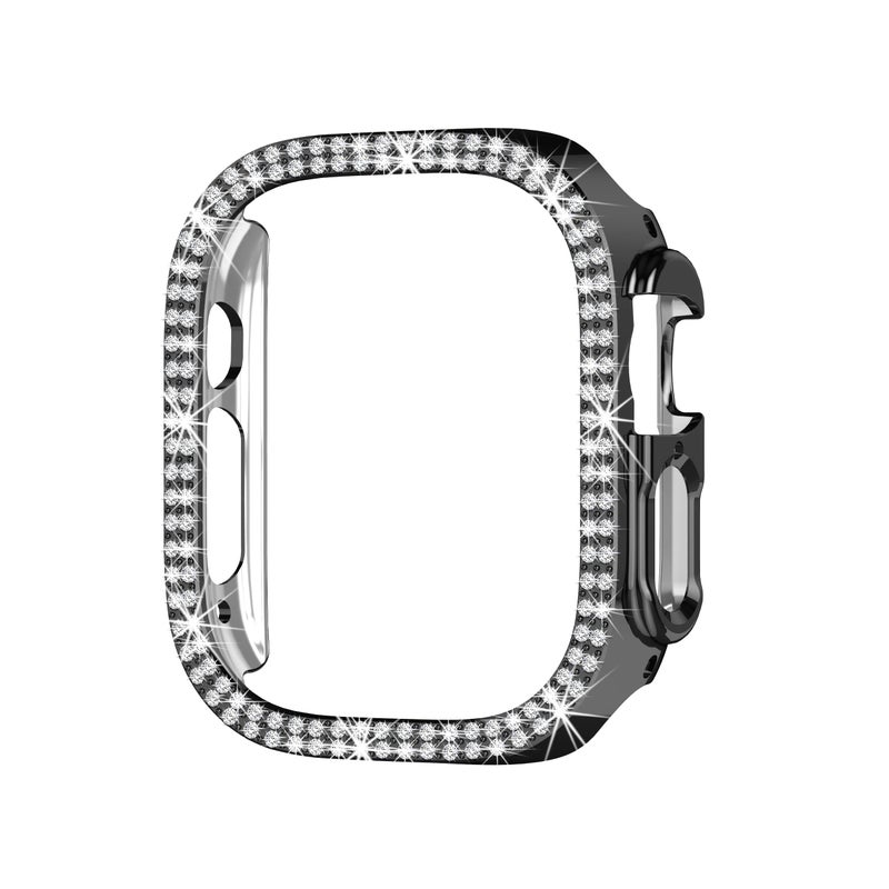 Yrzper Compatible with Apple Watch Ultra 2 /Apple Watch Ultra 49mm Double Row Bling Diamond Case PC Bumper Protective Cases Women Girls Crystal Shining Rhinestone Cases Smartwatch Accessories Case (Black) - Image 4