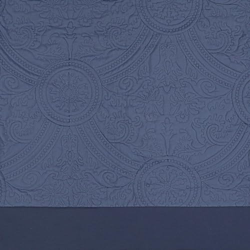 Vue Bensonhurst Modern Farmhouse Medallion Bed Spread, King/Calking, Blue - Image 4