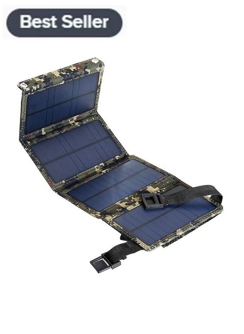 Portable Solar Charger, Foldable Solar Panel 5V20W, Mobile Phone Power Bank USB Battery Charging Outdoor Waterproof Camping Electronics