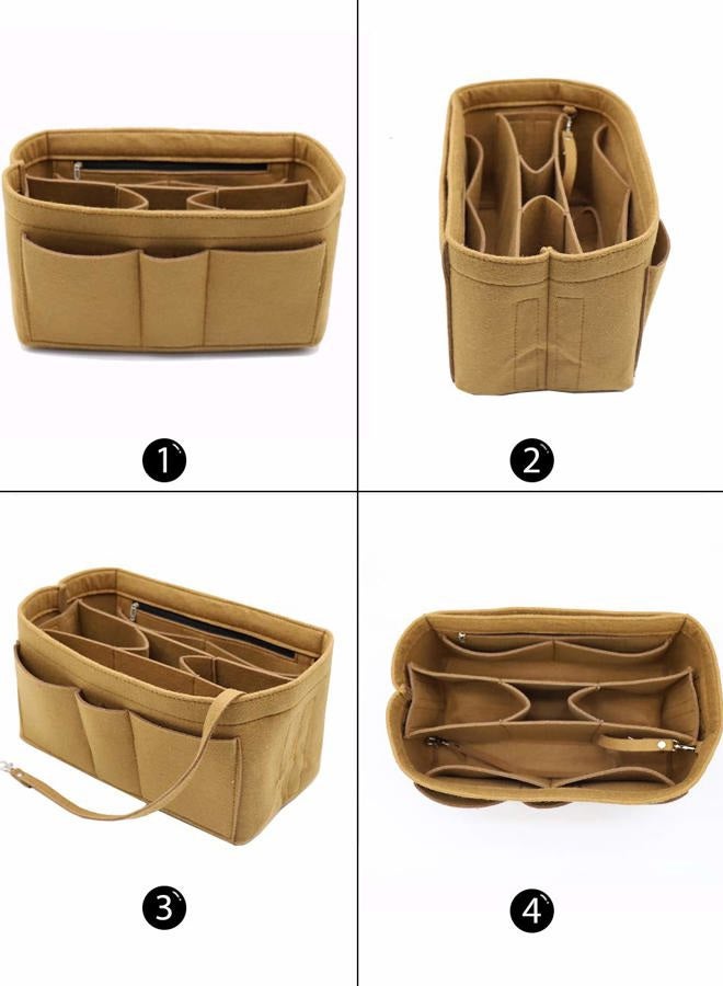 LEXSION Felt Fabric Purse Tote Diaper Bag Organizer Insert Bag in Bag with Zipper Inner Pocket For Neverfull Speedy, Light Brown, M - Image 2