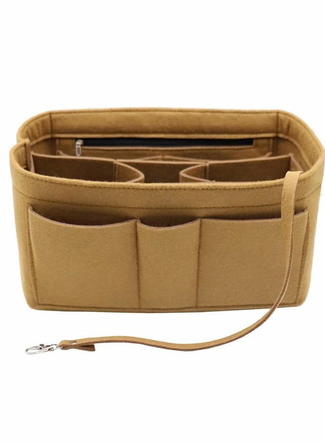 LEXSION Felt Fabric Purse Tote Diaper Bag Organizer Insert Bag in Bag with Zipper Inner Pocket For Neverfull Speedy, Light Brown, M - Image 1