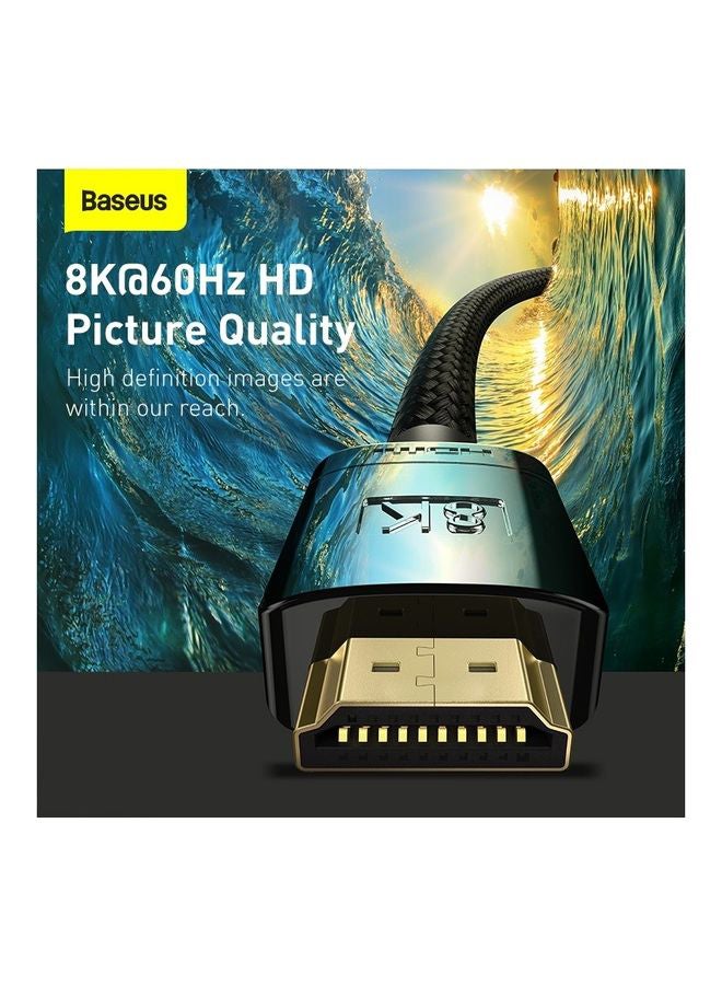 بيسوس كابل HDMI من النايلون المجدول بجودة 8K بطول 1 متر بسرعة عالية بدقة فائقة الوضوح لماك بوك 2021 برو زبليستيشن 5 وبليستيشن 4 ونينتندو سويتش وتلفزيون سامسونج لون أسود. - Image 3