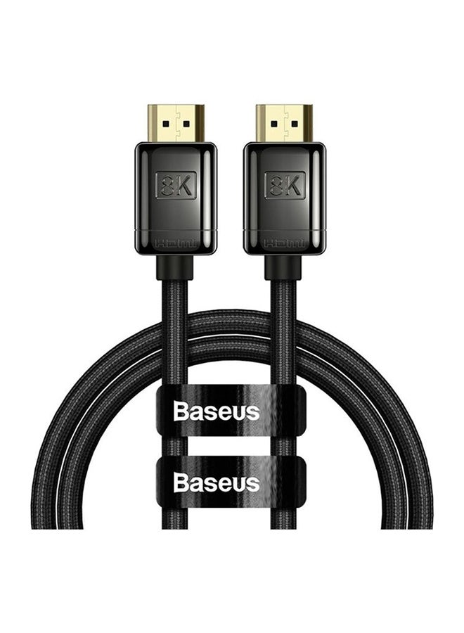 بيسوس كابل HDMI من النايلون المجدول بجودة 8K بطول 1 متر بسرعة عالية بدقة فائقة الوضوح لماك بوك 2021 برو زبليستيشن 5 وبليستيشن 4 ونينتندو سويتش وتلفزيون سامسونج لون أسود. - Image 1