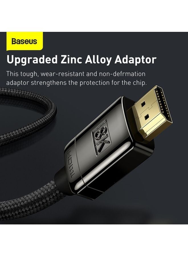 بيسوس كابل HDMI من النايلون المجدول بجودة 8K بطول 1 متر بسرعة عالية بدقة فائقة الوضوح لماك بوك 2021 برو زبليستيشن 5 وبليستيشن 4 ونينتندو سويتش وتلفزيون سامسونج لون أسود. - Image 4