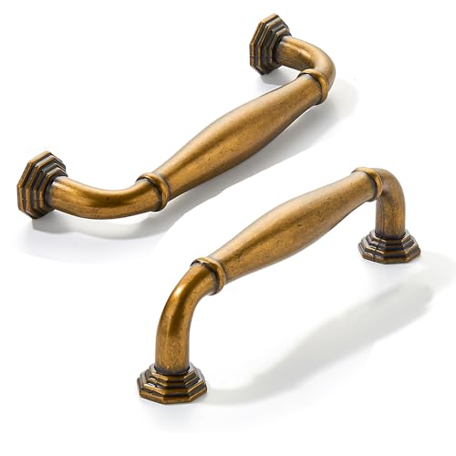 CABDM 10 Pack 312 Inch Hole Center Antique Brass Heavy Duty Solid Cabinet pulls Ideal for Dressers Bathroom cabinets and Kitchens cabinets - Image 1