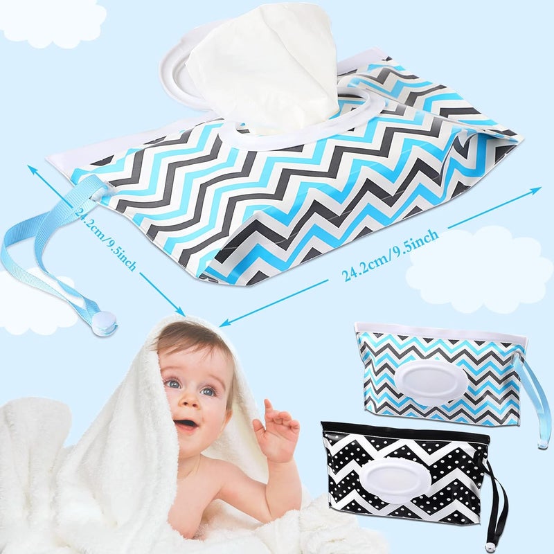 FEBSNOW 2 Pack Baby Wipes Container, Reusable Portable Wet Wipe Pouch, Wipe Dispenser Container, Baby Travel Wet Wipe Holder - Image 2
