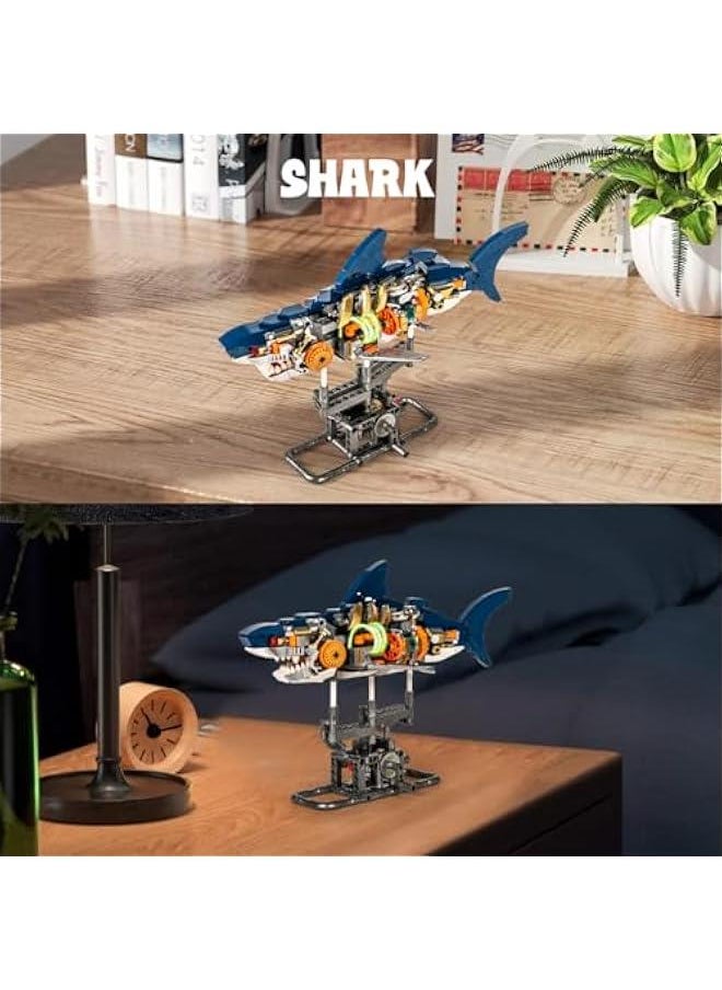 Half-Body Mecha Shark Building Blocks Set, 687 Pieces Kit with Base, Display and Collect Building Toy Gifts for Kids and Adults  - Image 3