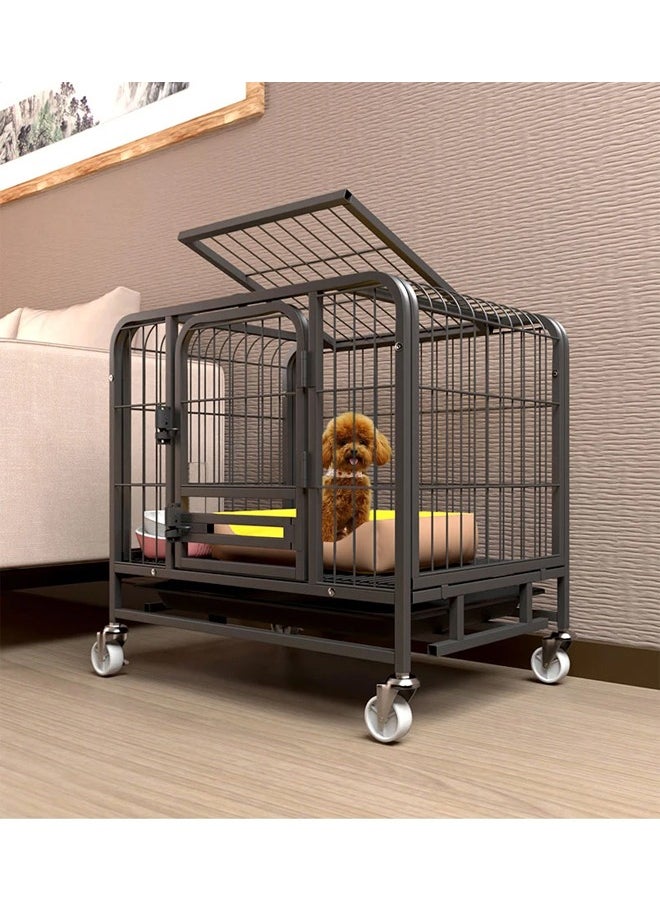 KLNAMAEAAN Thickened Medium-Sized Dog House Metal Pet Cage with Wheels and Removable Tray  - Image 1