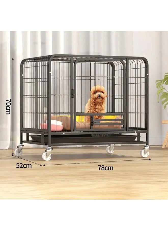 KLNAMAEAAN Thickened Medium-Sized Dog House Metal Pet Cage with Wheels and Removable Tray  - Image 3
