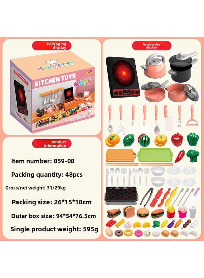 Children's Cross-Border Special Supply Of Children's Play House Kitchen Toy Set For Girls To Simulate Cooking, Frying And Cutting Fruits For Men And Women 