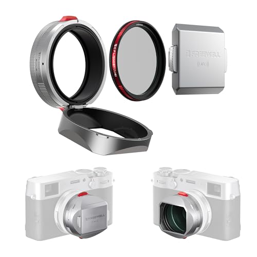 Freewell The Real Lens Hood Hybrid CPLMist Filter Flipable Touchless Filter Operation for Fuji X100VI X100V X100 Series Silver - Image 1