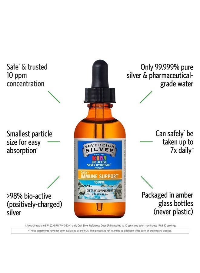 Sovereign Silver هيدروسول الفضة النشطة حيوياً لدعم مناعة الأطفال، 2 أونصة. - Image 3