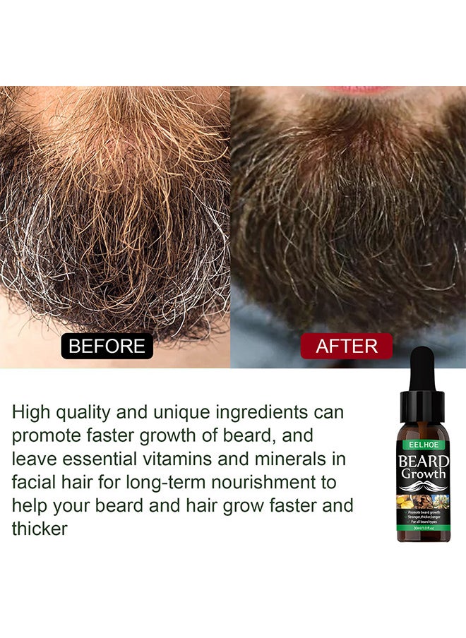 EELHOE - Beard Growth Oil, Essential Oil Anti Hair Loss Product Natural Mustache Regrowth Oil For Men Nourishing Beard Care Roller 30ml - Image 1