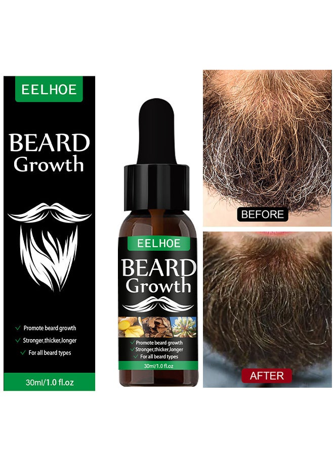 EELHOE - Beard Growth Oil, Essential Oil Anti Hair Loss Product Natural Mustache Regrowth Oil For Men Nourishing Beard Care Roller 30ml - Image 1