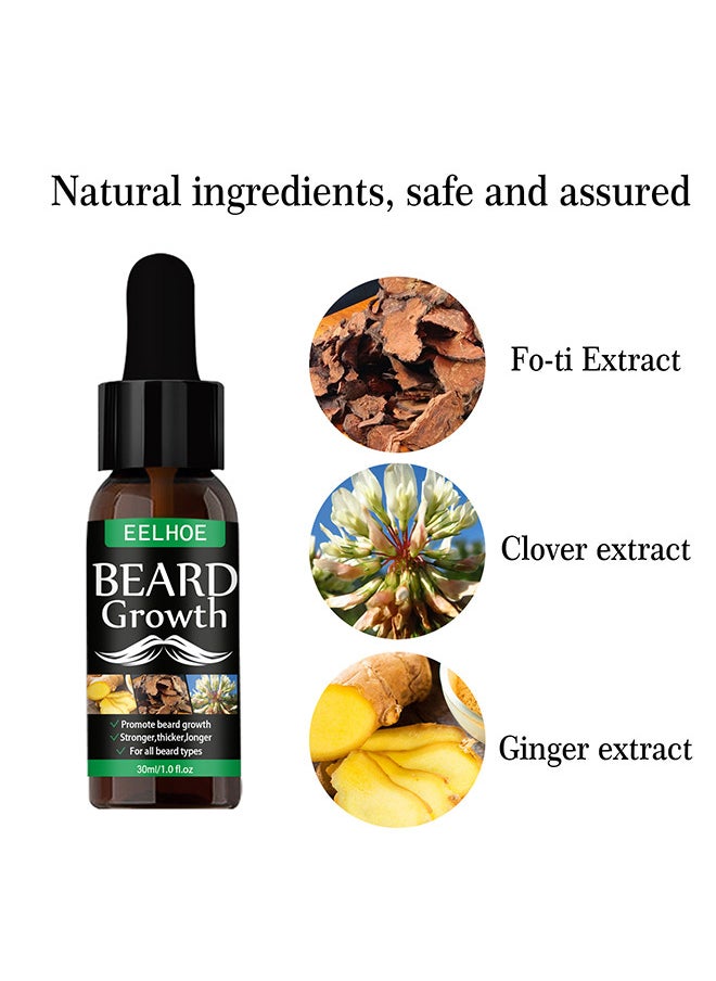 EELHOE - Beard Growth Oil, Essential Oil Anti Hair Loss Product Natural Mustache Regrowth Oil For Men Nourishing Beard Care Roller 30ml - Image 1