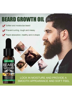 EELHOE Beard Growth Oil, Essential Oil Anti Hair Loss Product Natural Mustache Regrowth Oil For Men Nourishing Beard Care Roller 30ml  - Image 3