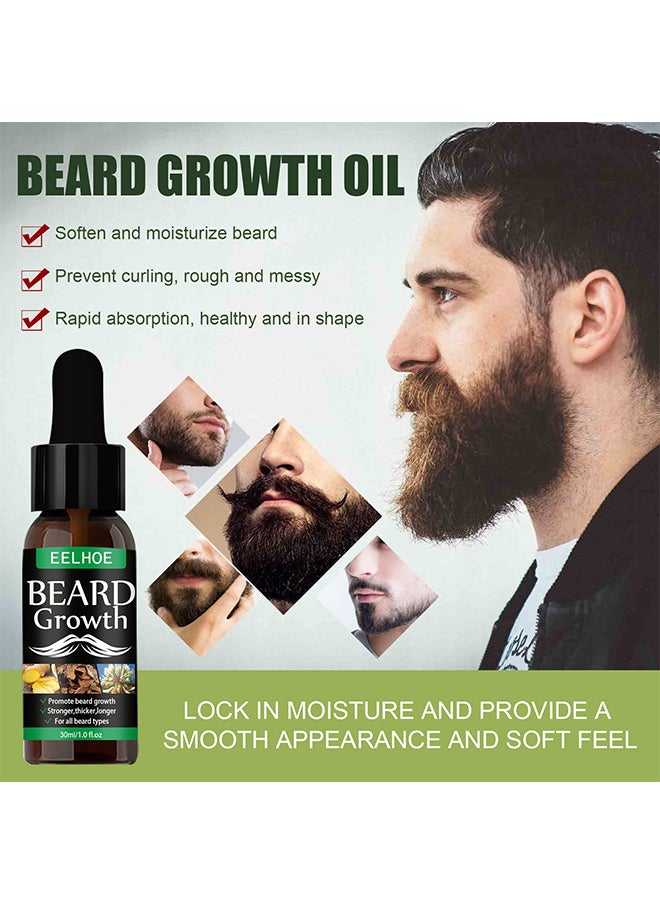 EELHOE - Beard Growth Oil, Essential Oil Anti Hair Loss Product Natural Mustache Regrowth Oil For Men Nourishing Beard Care Roller 30ml - Image 1