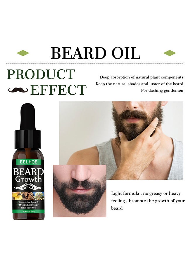 EELHOE - Beard Growth Oil, Essential Oil Anti Hair Loss Product Natural Mustache Regrowth Oil For Men Nourishing Beard Care Roller 30ml - Image 1