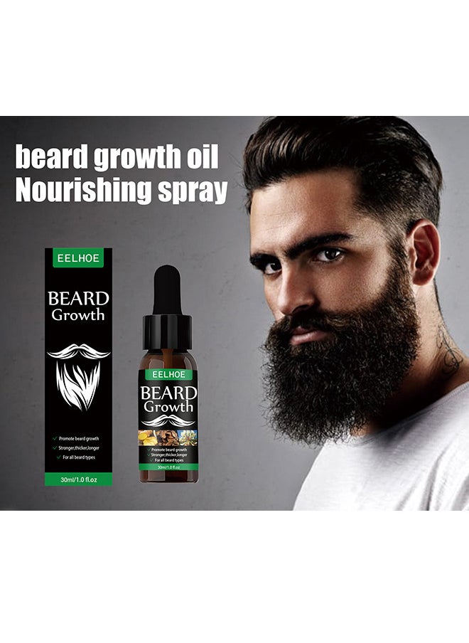 EELHOE - Beard Growth Oil, Essential Oil Anti Hair Loss Product Natural Mustache Regrowth Oil For Men Nourishing Beard Care Roller 30ml - Image 1