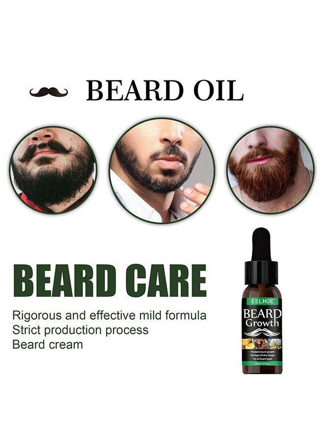 EELHOE - Beard Growth Oil, Essential Oil Anti Hair Loss Product Natural Mustache Regrowth Oil For Men Nourishing Beard Care Roller 30ml - Image 1