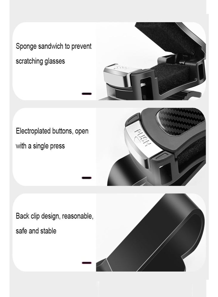 حامل نظارات شمسية متعدد الوظائف للسيارة مكون من قطعتين، منظم للنظارات للسيارات، تصميم قبضة آمنة مناسب لجميع النظارات، ملحقات سيارات أنيقة للسائقين - Image 3