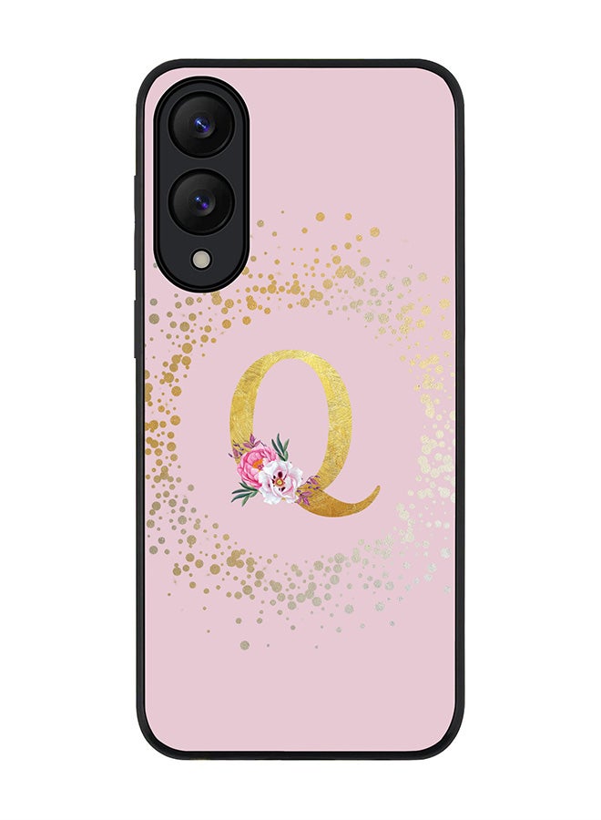 Stylizedd For Samsung Galaxy S25 Edge Case,Slim fit Camera Protection, Shockproof Thin Phone cover  - Custom Monogram Floral - Q  (Pink )