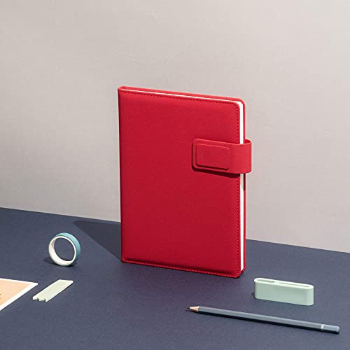REGAL Premium PU Leather A-5 Office Notebook Diary Journal with Smart Magnetic Flap Closure, 192 pages 80 gsm (Red) - Image 2