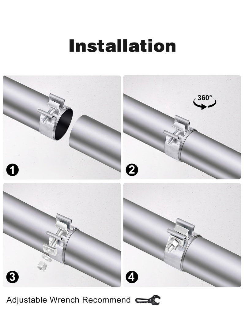 Generic Two-piece narrow band exhaust clamp, 304 stainless steel muffler clamp, pipe, catalytic converter end fitting (2.5 in.)  - Image 3
