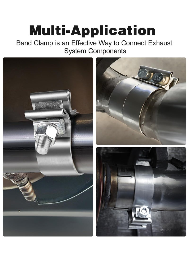 Generic Two-piece narrow band exhaust clamp, 304 stainless steel muffler clamp, pipe, catalytic converter end fitting (2.5 in.)  - Image 5