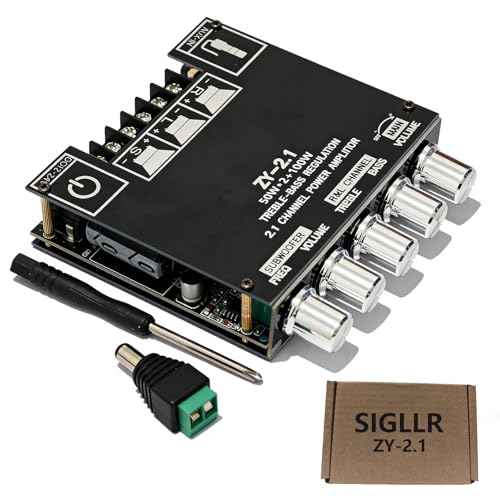Bluetooth 5.1 Audio Stereo Amplifier Board,200W HiFi 2.1 Channel Mini Subwoofer Power Amp Module with Treble & Bass Control,DC 12-24 V, Audio Amp Board for Home DIY Wireless Speaker - Image 1
