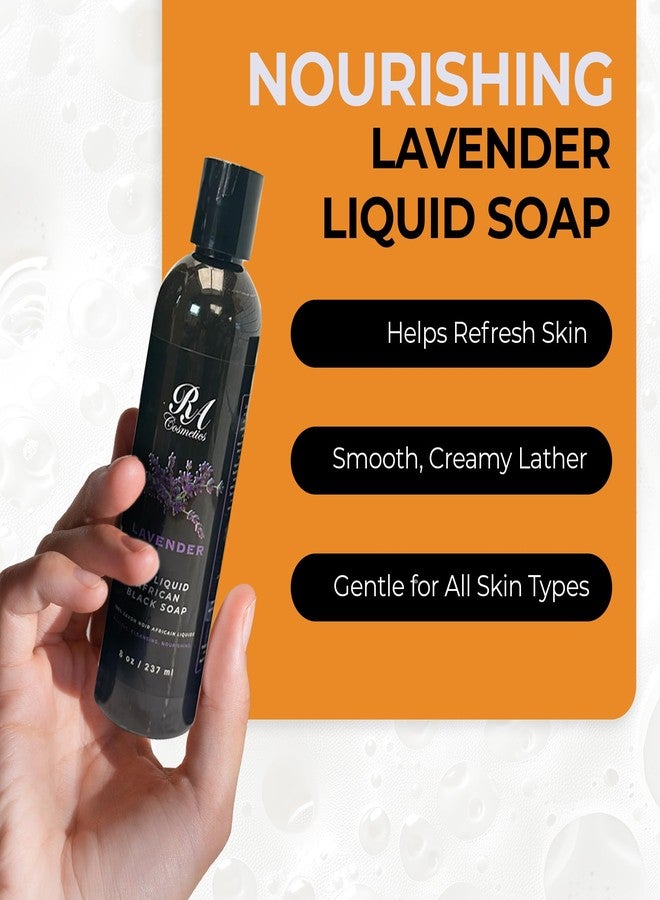RA COSMETICS Liquid African Black Soap with Lavender – Traditional West African Cleanser with Shea Butter & Coconut Oil – Face, Body & Hair Wash for Daily Use – No Artificial Fragrances – 8oz - Image 2