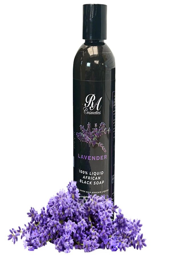 RA COSMETICS Liquid African Black Soap with Lavender – Traditional West African Cleanser with Shea Butter & Coconut Oil – Face, Body & Hair Wash for Daily Use – No Artificial Fragrances – 8oz - Image 1