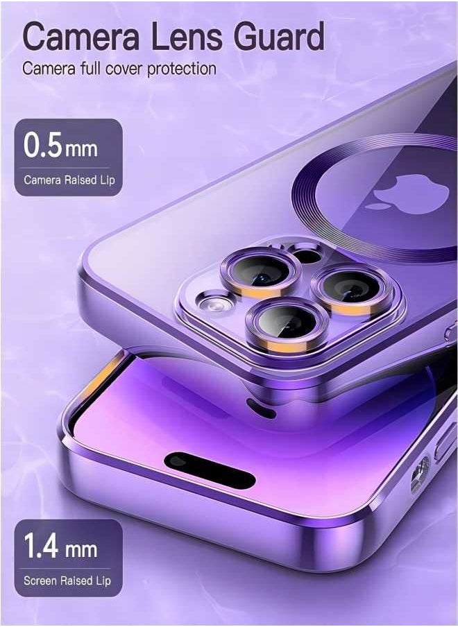 ESCASE - MagSafe Case Magnetic Clear Soft TPU Plating Case Wireless Charging Compatible Shockproof Camera Lens Protection For Apple iPhone 12 Pro Max Purple - Image 1