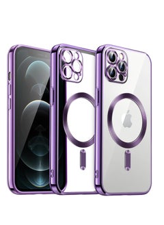 MagSafe Case Magnetic Clear Soft TPU Plating Case Wireless Charging Compatible Shockproof Camera Lens Protection For Apple iPhone 12 Pro Max Purple