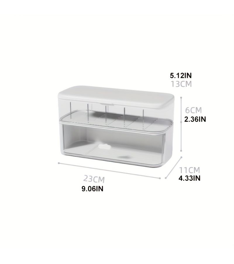 White Transparent Desktop Cable Organizer Box with Lid Lightweight Cord Storage Solution - Image 3