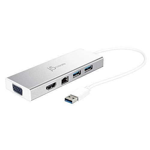 j5create USB 3.0 Hub with HDMI, VGA, RJ45 Gigabit Ethernet, 2 USB 3.1 Type-A Ports - High Speed Data Transfer Adapter for Mac, Windows, Desktop PC - Supports Up to 2K Resolution (JUD380) - Image 1
