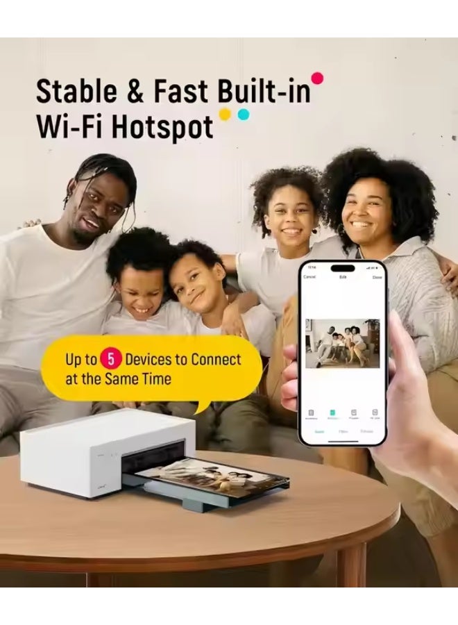 ليين طابعة صور لين وايت M200 4x6 بوصة، نسخة بطارية، طابعة صور لاسلكية لآيفون وأندرويد، طباعة باللون الكامل باستخدام التسامي بالصبغة، 20 ورقة، طابعة صور محمولة مثالية للاستخدام في السفر والمنزل. - Image 3