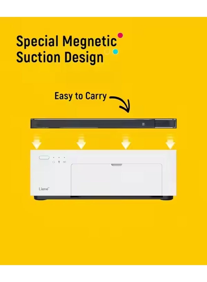 ليين طابعة صور لين وايت M200 4x6 بوصة، نسخة بطارية، طابعة صور لاسلكية لآيفون وأندرويد، طباعة باللون الكامل باستخدام التسامي بالصبغة، 20 ورقة، طابعة صور محمولة مثالية للاستخدام في السفر والمنزل. - Image 4