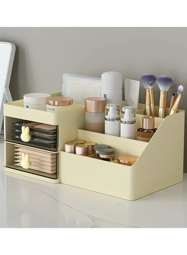 أوريتي منظم المكياج مع درجين منظم كونترتوب كبير السعة حمام غرور غرفة نوم مكتب منظم مستحضرات التجميل فرش العناية بالبشرة ظلال العيون مستحضر أحمر الشفاه طلاء الأظافر - Image 2