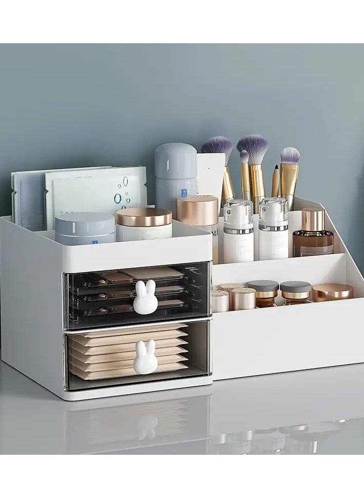 أوريتي منظم المكياج مع درجين منظم كونترتوب كبير السعة حمام غرور غرفة نوم مكتب منظم مستحضرات التجميل فرش العناية بالبشرة ظلال العيون مستحضر أحمر الشفاه طلاء الأظافر - Image 3