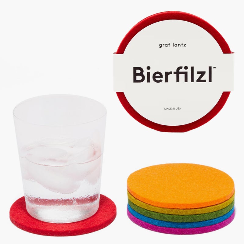 Graf Lantz - Bierfilzl Felt Coasters - Round - 100% Merino Wool - Moisture Wicking - Heat Resistant - Sustainable - Home Decor - Bar Decor - Housewarming Gift - 6 Coaster Set - 4"" Circles - Rainbow - Image 1