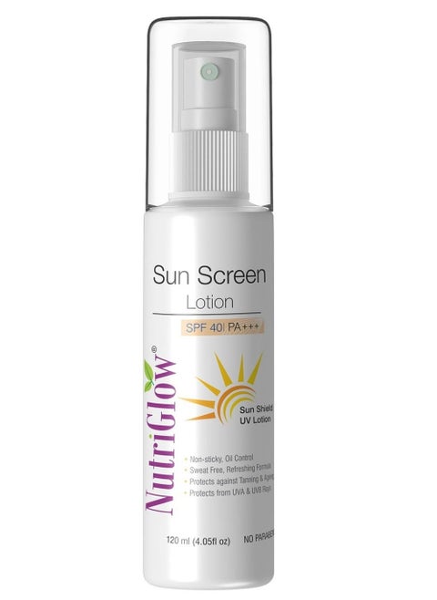 Sunscreen Fairness Lotion SPF 40 Non Greasy With Broad Spectrum UVA & UVB Rays Protection Tan Free Skin All Skin Types Sulpahate Free 120ml