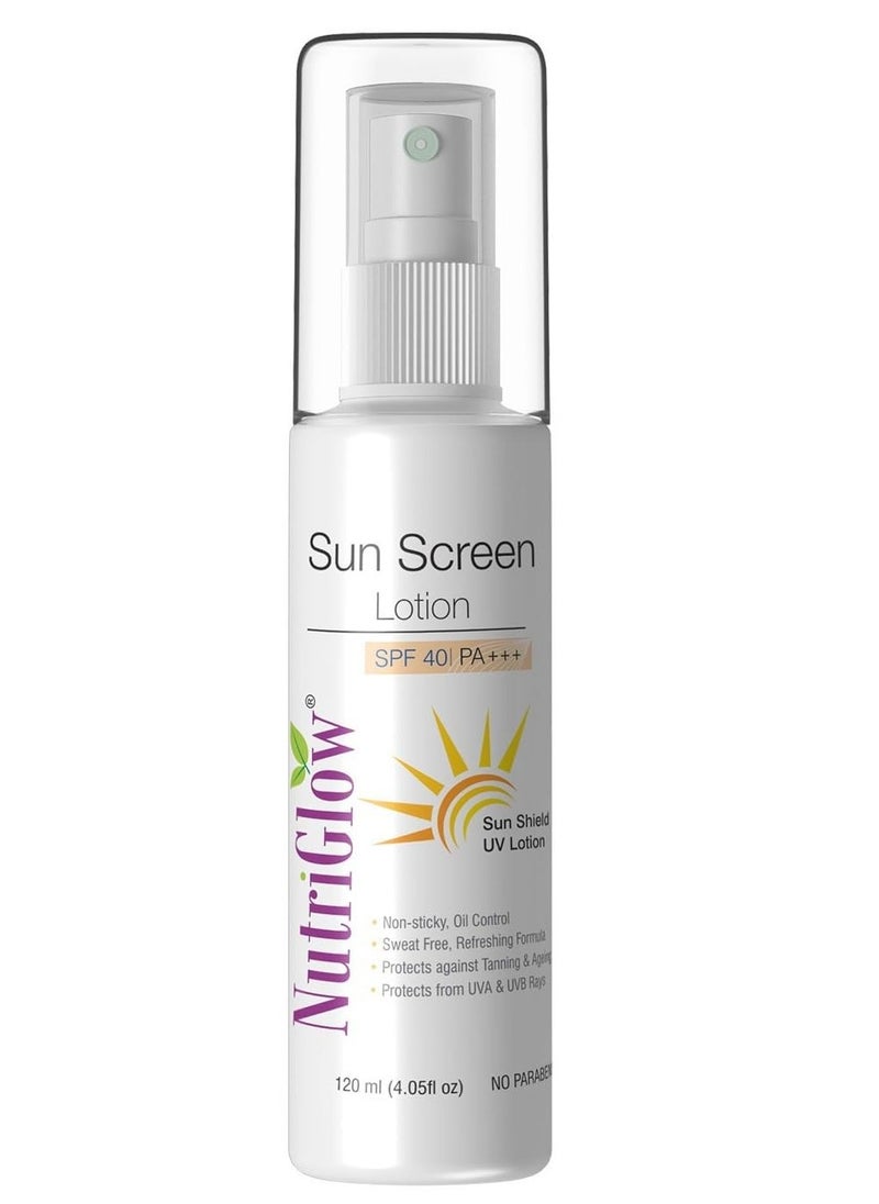Sunscreen Fairness Lotion SPF 40 Non Greasy With Broad Spectrum UVA & UVB Rays Protection Tan Free Skin All Skin Types Sulpahate Free 120ml
