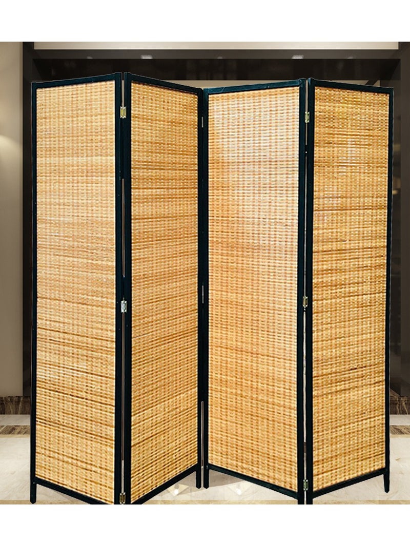 Generic 𝐅𝐅𝐃 4-Panel Privacy Screen | Lightweight & Durable Room Separator for Living Room, Bedroom, Office | Portable, No Assembly Required, Stylish Rattan Finish  - Image 1